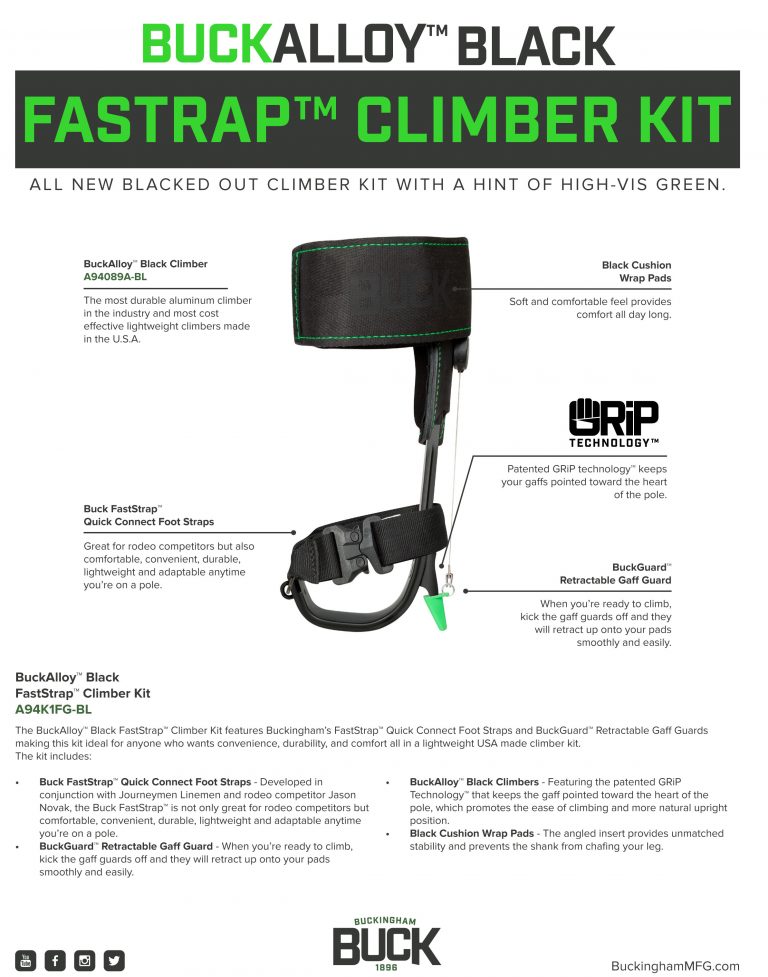 The BuckAlloy™ Black FastStrap™ Climber Kit w/ Retractable Gaff Guard
