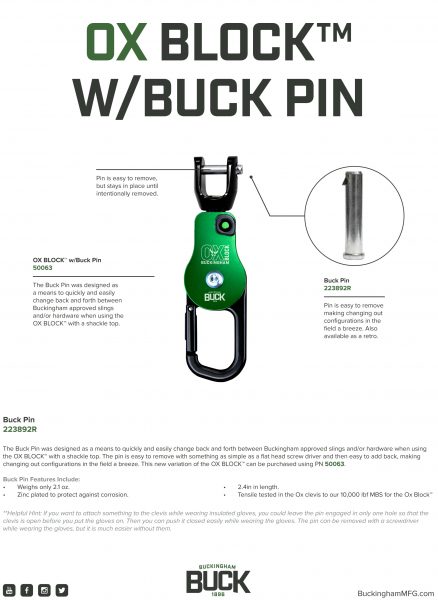 Ox Clevis Top w/ Buck Pin - 50063 - Buckingham - Lineman, Arborist ...
