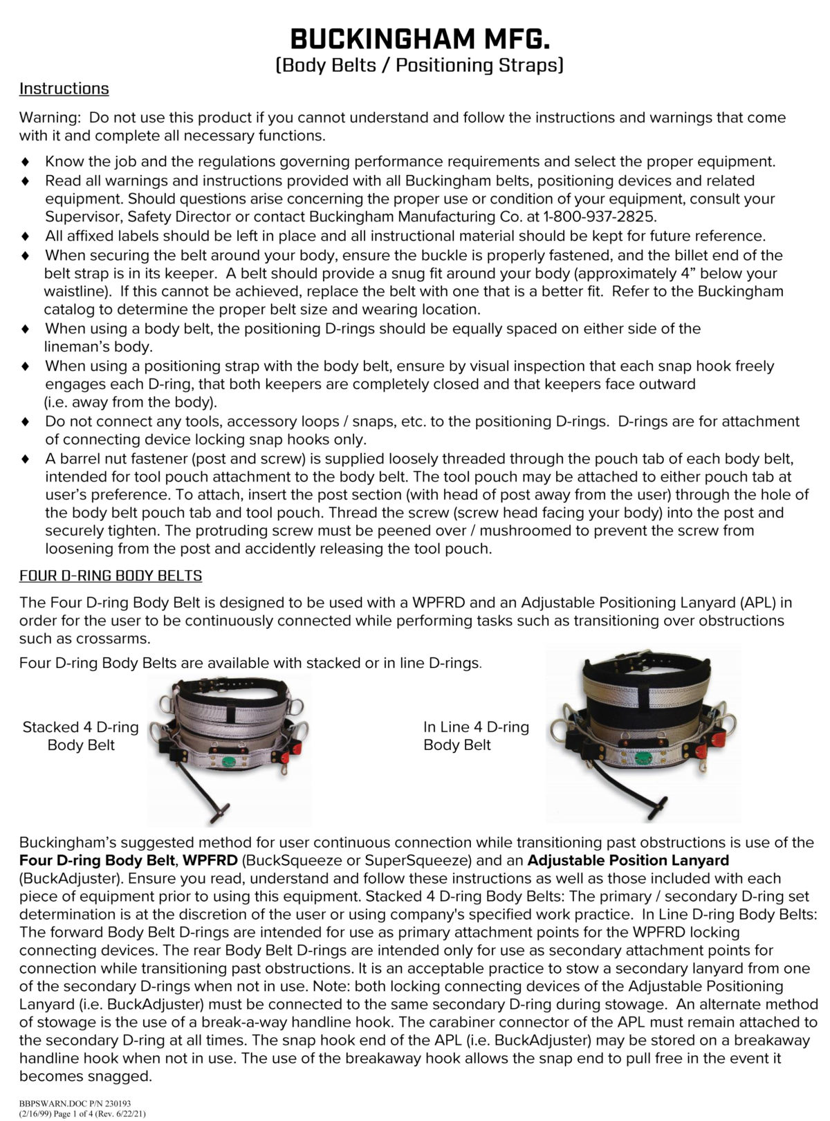 BUCKINGHAM MFG. CO. Buckingham Manufacturing