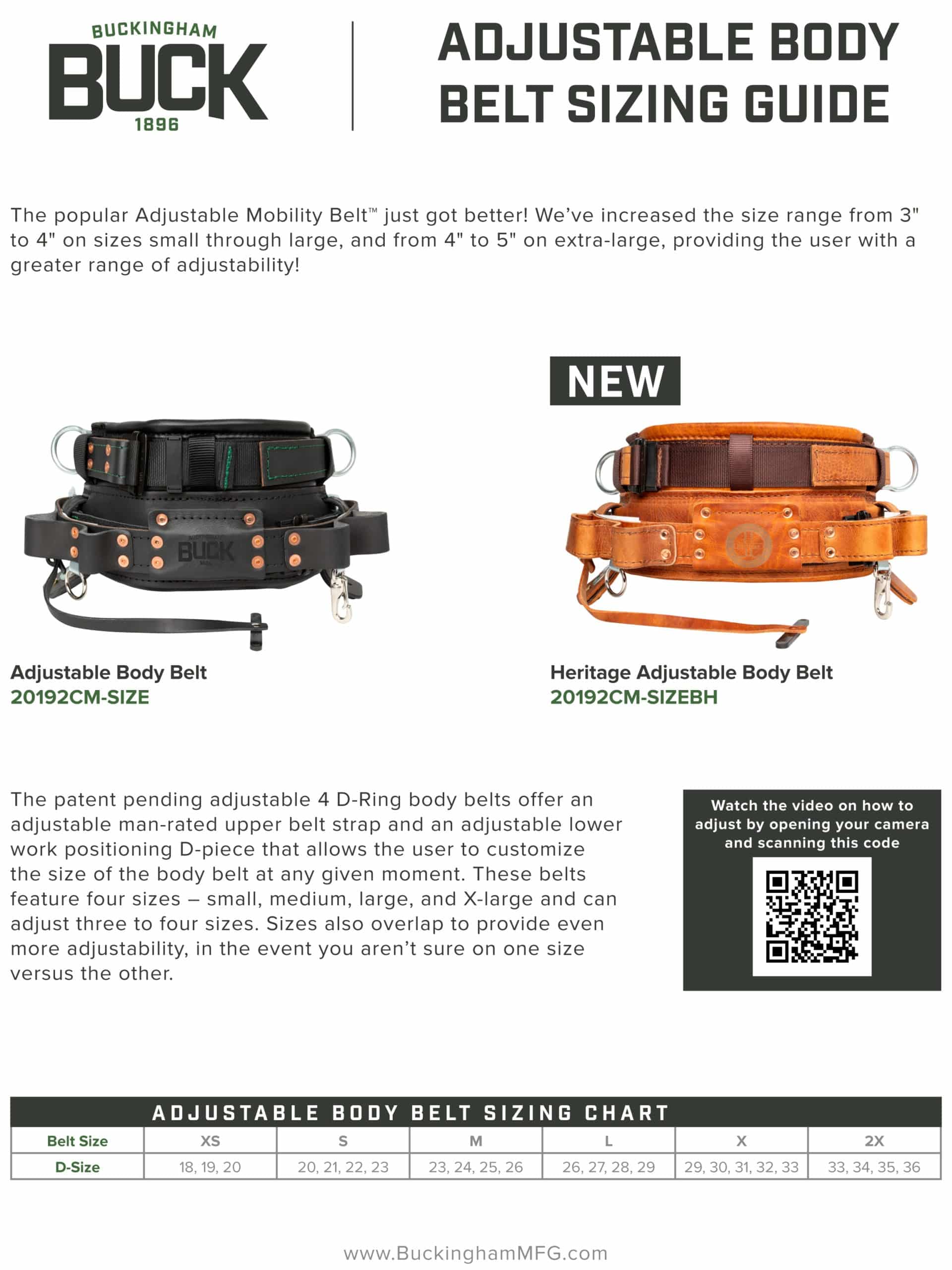 Sizing Information Buckingham Manufacturing